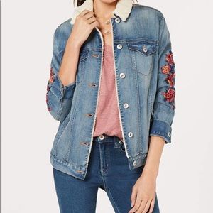 Style & Co. Floral Embroidered Jean Jacket